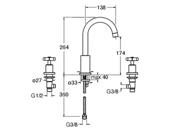 EXCLUSIVE CRIEV907 - 3 hole bridge mixer without waste by CRISTINA Rubinetterie - view 3